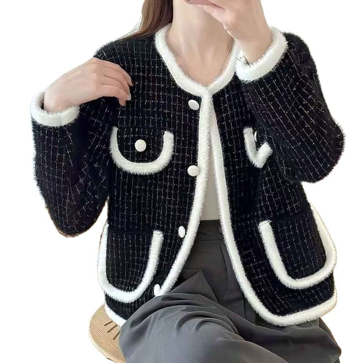 Kvindernes bløde boucle cardigan med lommer Stilla