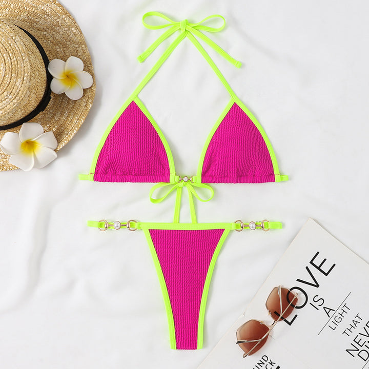Femme Triangle Cut Bikini Sæt med dekorerede stropper Stilla