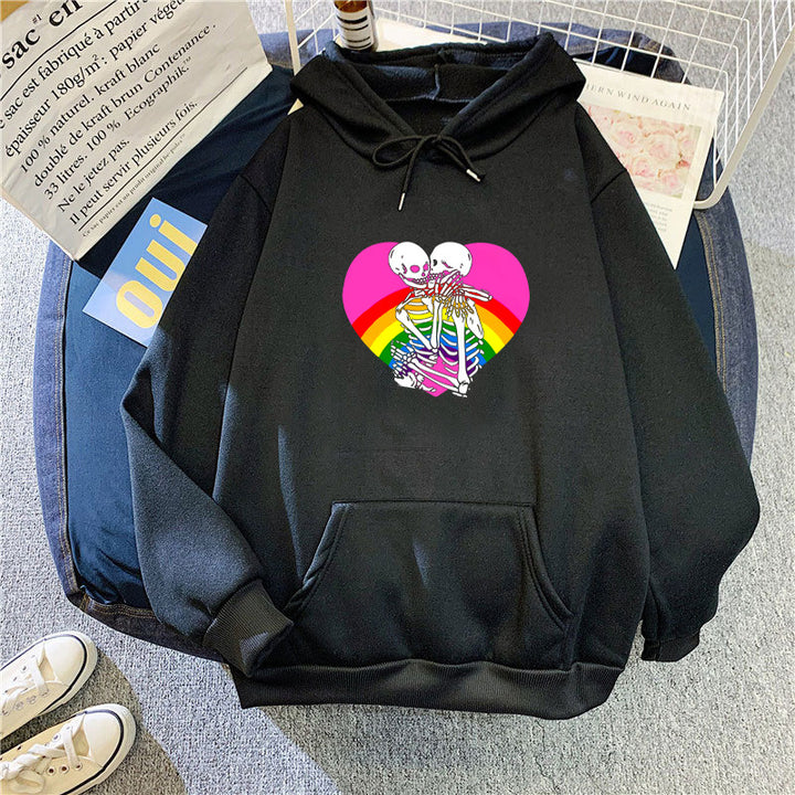 Dame hoodie med farverigt kærligheds motiv Skovae