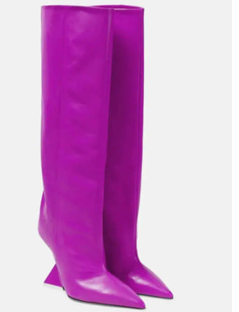 Femme knæhøje stiletto-støvler med skulpturelt design Stilla