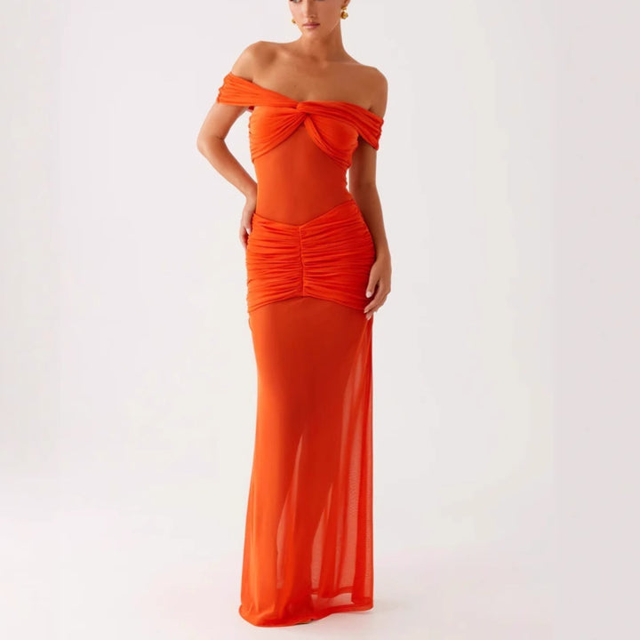 Dame Off-Shoulder Maxikjole med elegant flæse design Stilla