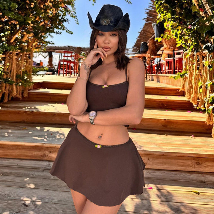 Damen Sommerliches Strandset mit Top und Minirock Skovae