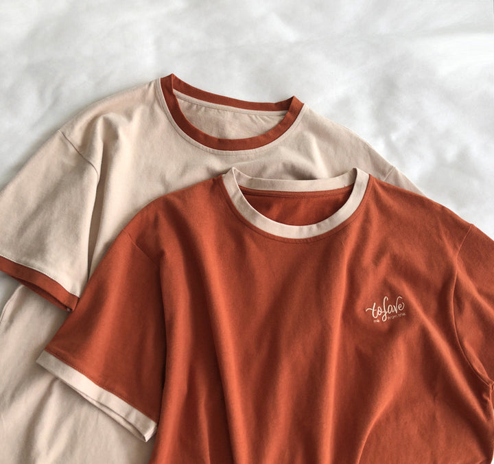 Femme Fritids Grafik T-shirt med kontrasterende krave Stilla