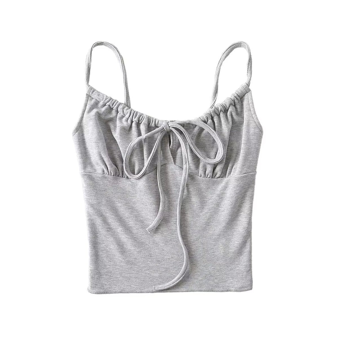 Dame Crop-top med charmerende knude-design og elastisk materiale Stilla