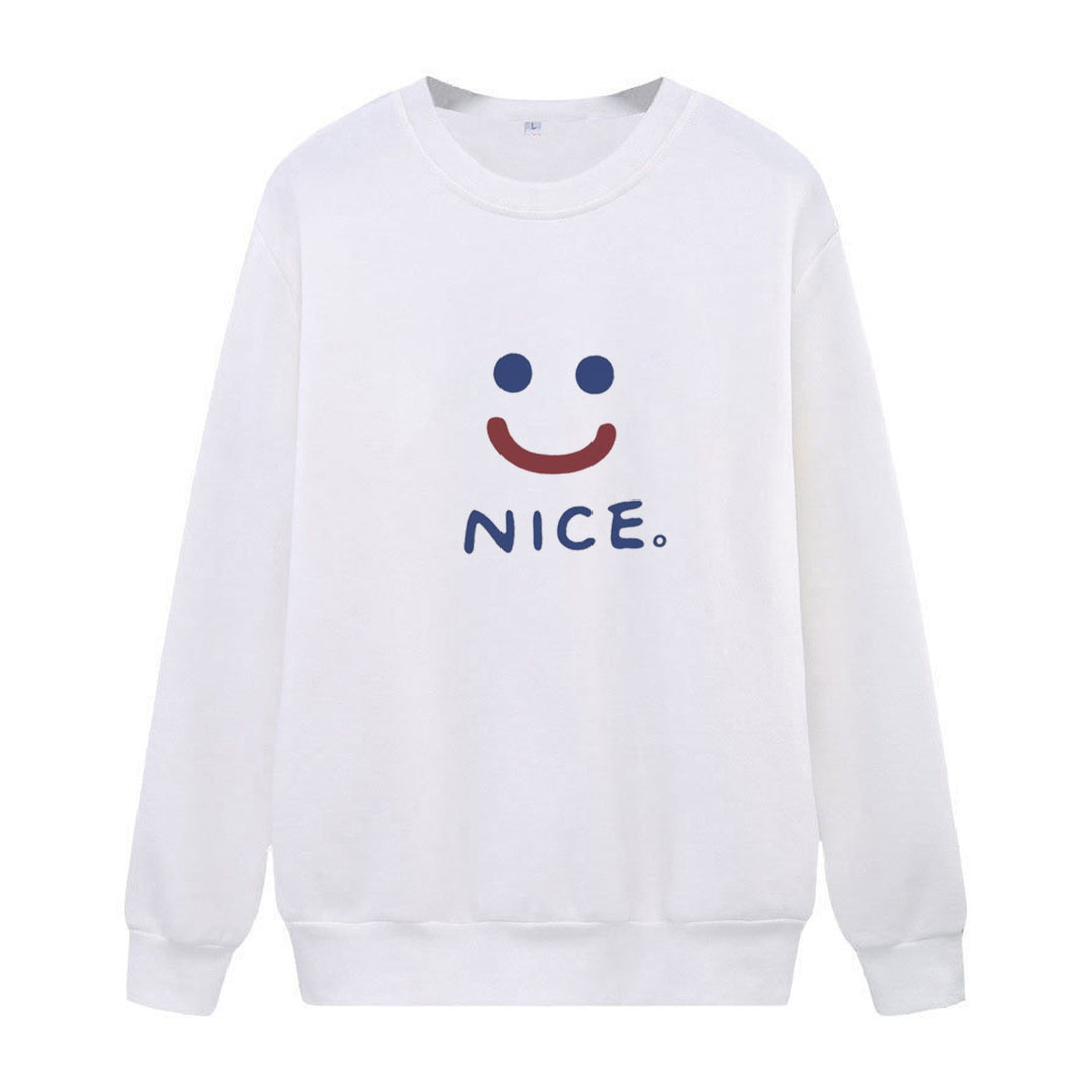 Kvinder casual sweatshirt med muntert smil motiv Skovae