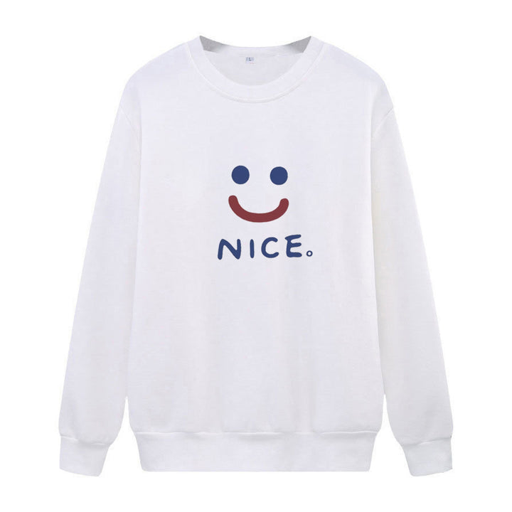 Kvinder casual sweatshirt med muntert smil motiv Skovae