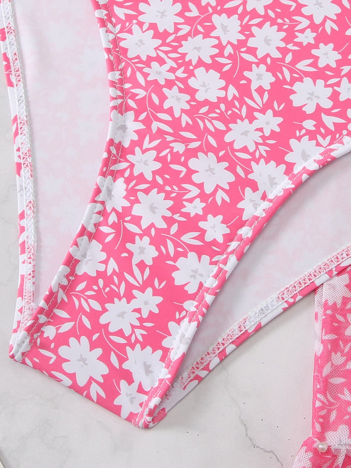 Dame blomster mønster bikini sæt med flæse shorts Stilla