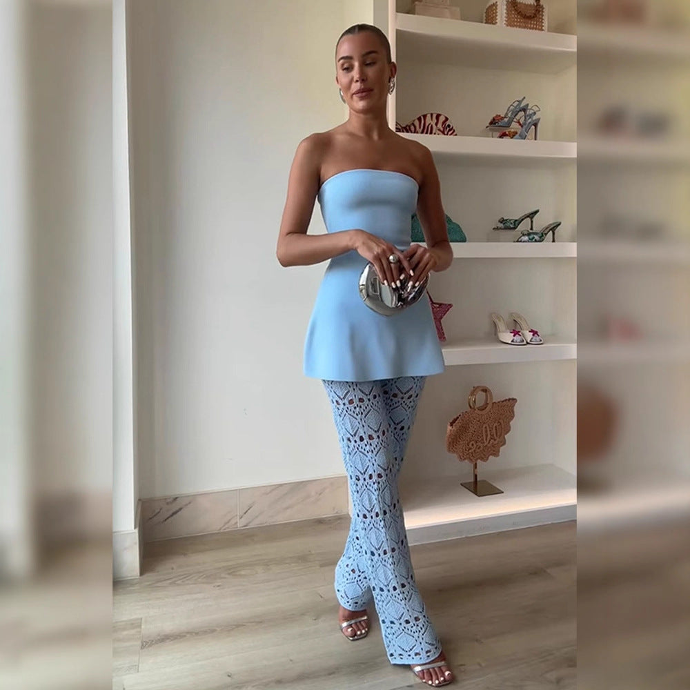 Dame Peplum Top med flæser og blonde detaljer Stilla