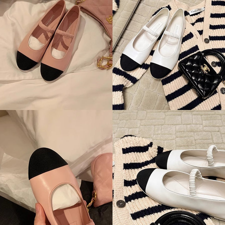 Dame elegante læder ballerina sko med unikt cut-out design Stilla