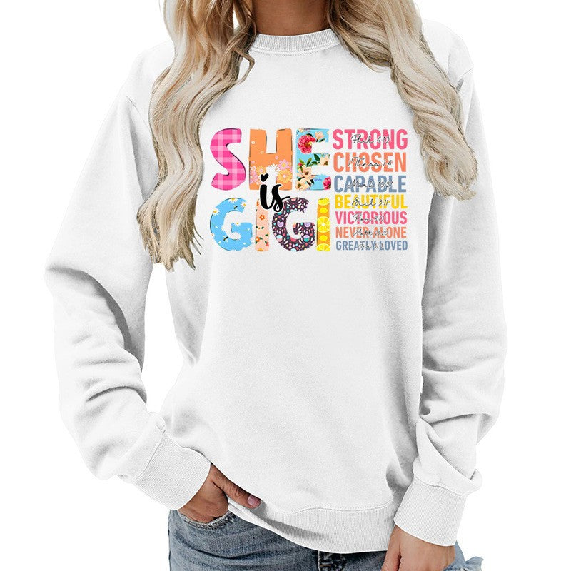 Kvinders sweatshirt med inspirerende tekstdesign Stilla