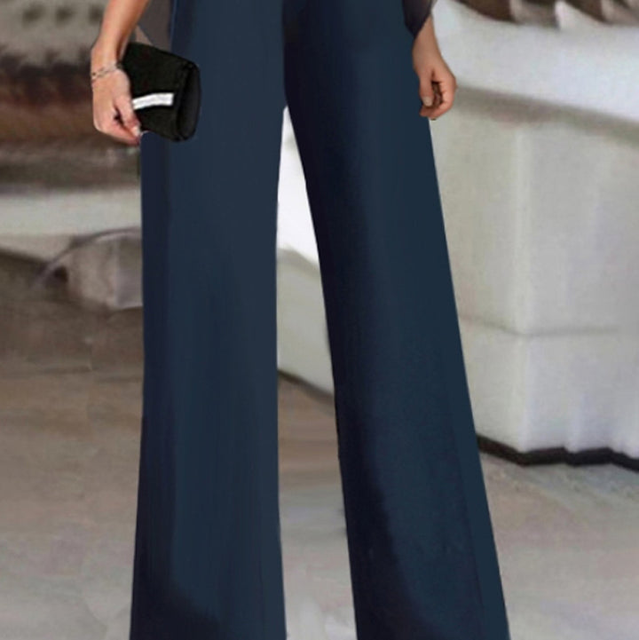 Damer elegant Jumpsuit med brede ben og gennemsigtige ærmer Stilla
