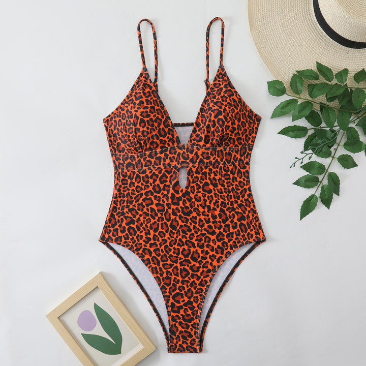 Dame Énsyet Badeanzug i trendy Animal-Print Skovae