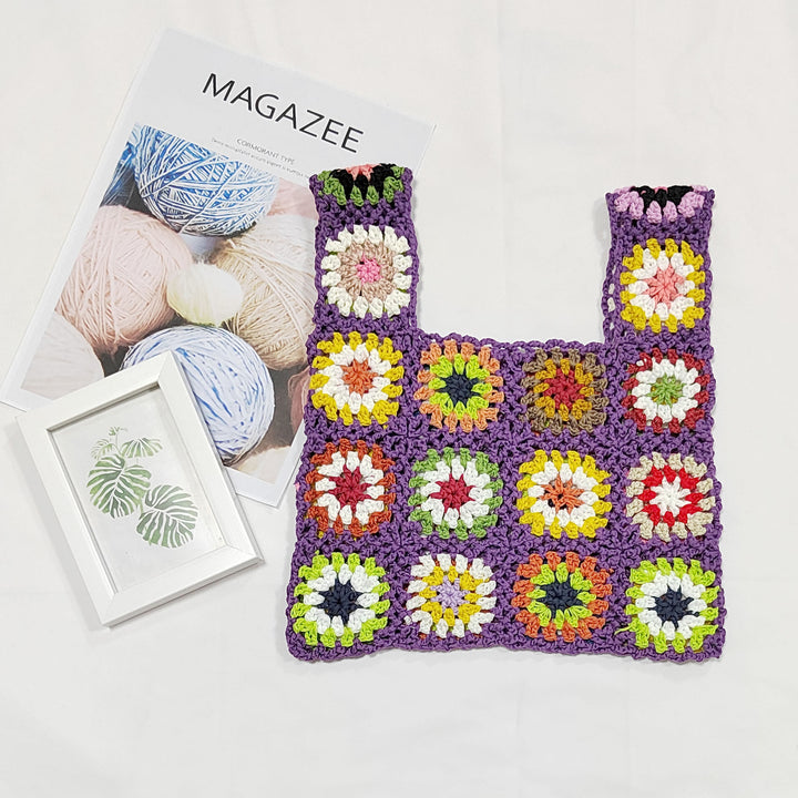 Dame Hæklet Patchwork Håndtaske Stilla