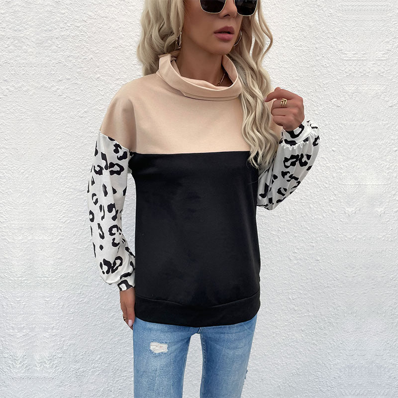 Damer mode sweatshirt med dyreprint og høj krave Stilla