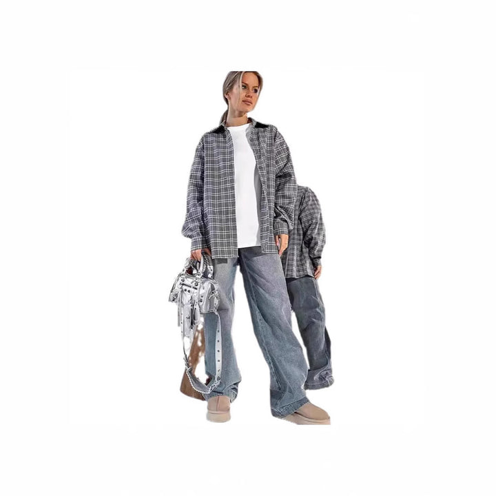 Femme Casual Overdimensioneret Ternet Shacket Stilla