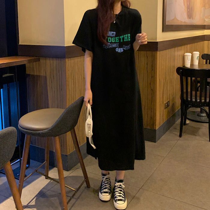 Dame Casual Midi T-Shirt Kjole med legende grafiktryk Stilla