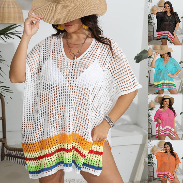 Dame Strandtunika i afslappet netdesign med farverige striber Stilla