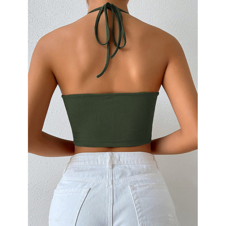 Dame Cropped Top med dyb V-udskæring og snørelook Skovae