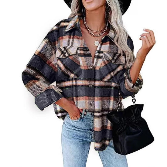 Dame Karo-Skjortejakke med brystlommer og moderne snit Stilla