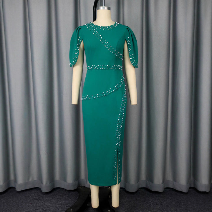 Damer Chic Glamour Kjole med asymmetrisk slidser og glitrende strass-detaljer Skovae