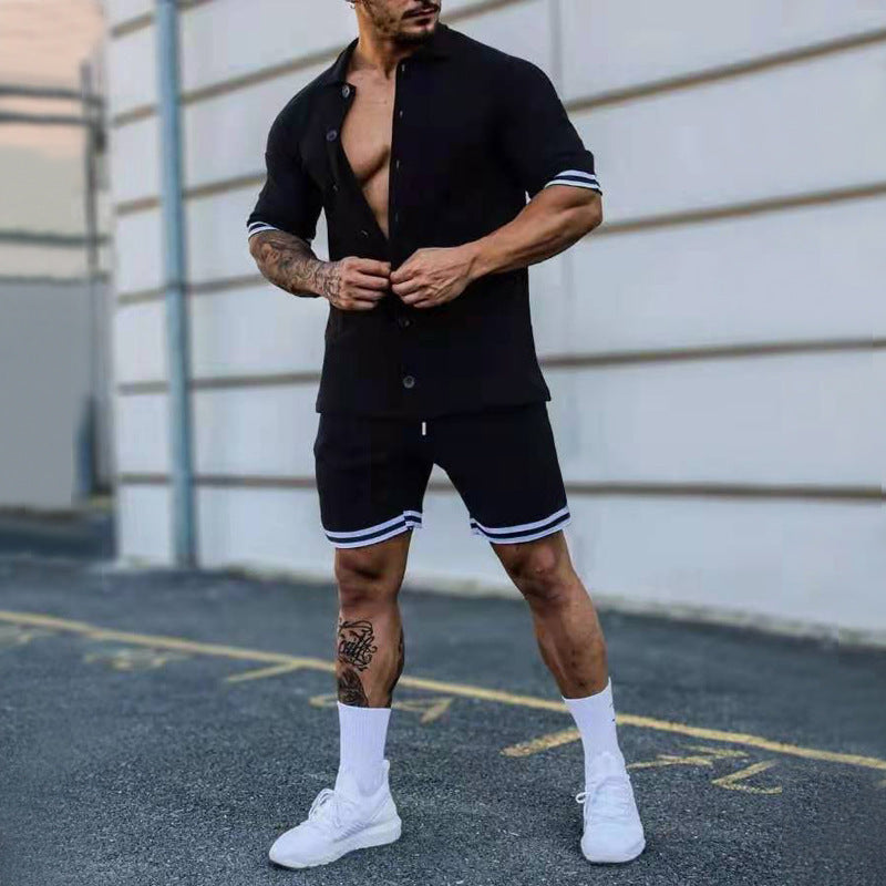 Herrer Sporty Kortærmet Skjorte med Matchende Shorts Stilla