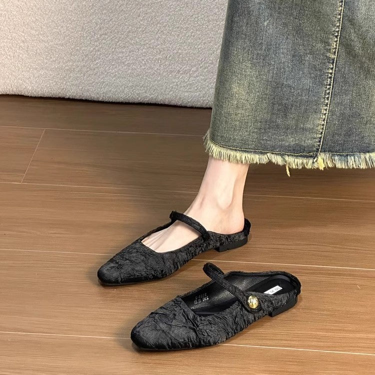 Dame elegant spids Slingback Ballerinas med dekorativ rem Stilla