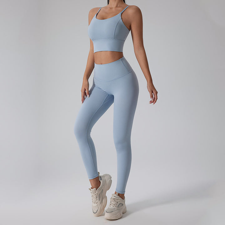 Dame Sporty Sæt med tætsiddende Top og Høj Talje-Leggings Stilla
