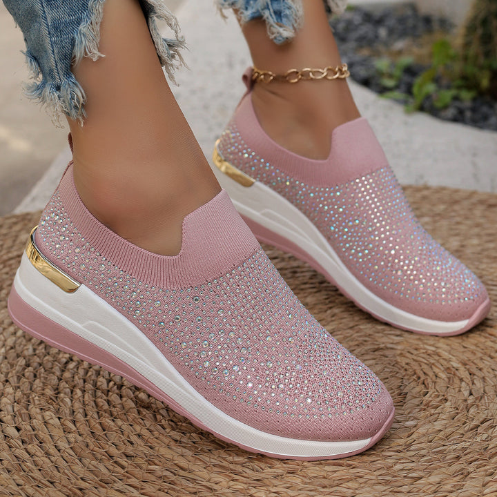 Dame Elegante Slip-On Sneakers med rhinsten-besatte detaljer og skridsikre såler Stilla