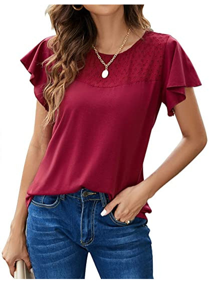 Dame mode bluse skjorte med flæse detaljer Stilla