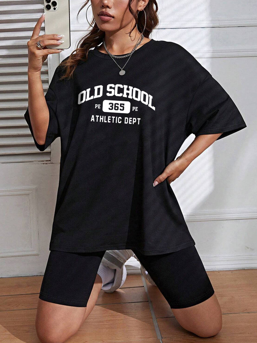 Dame oversized Atletisk T-shirt med kreativ grafisktryk Stilla