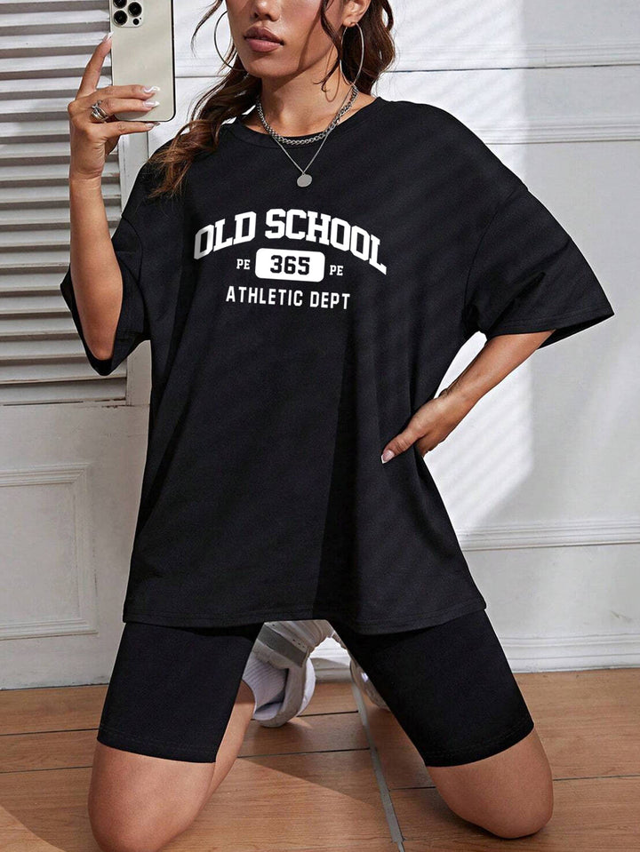 Dame oversized Atletisk T-shirt med kreativ grafisktryk Stilla