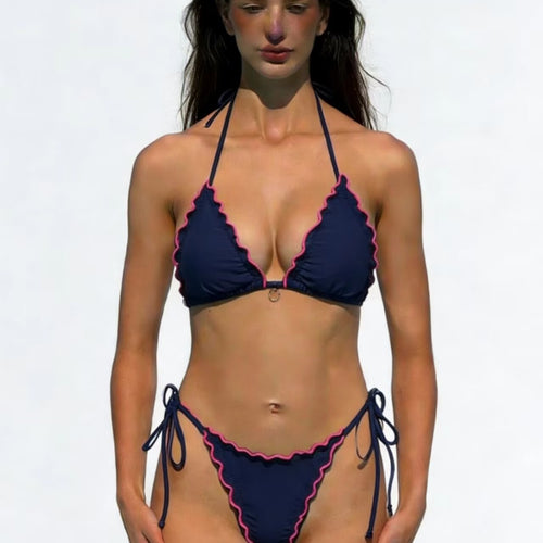 Dame triangel-bikini med legesyge flæser Skovae