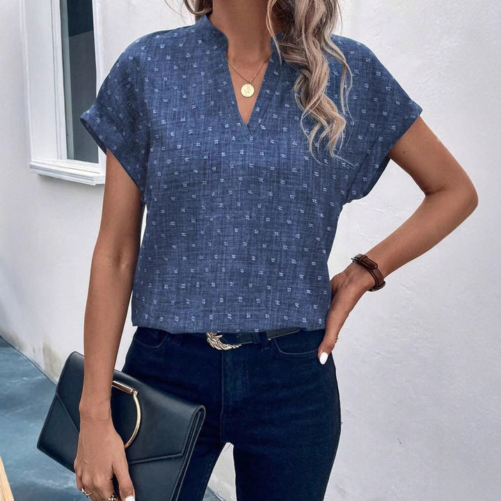 Dame Kortærmet Blusenshirt med moderne detaljer Stilla