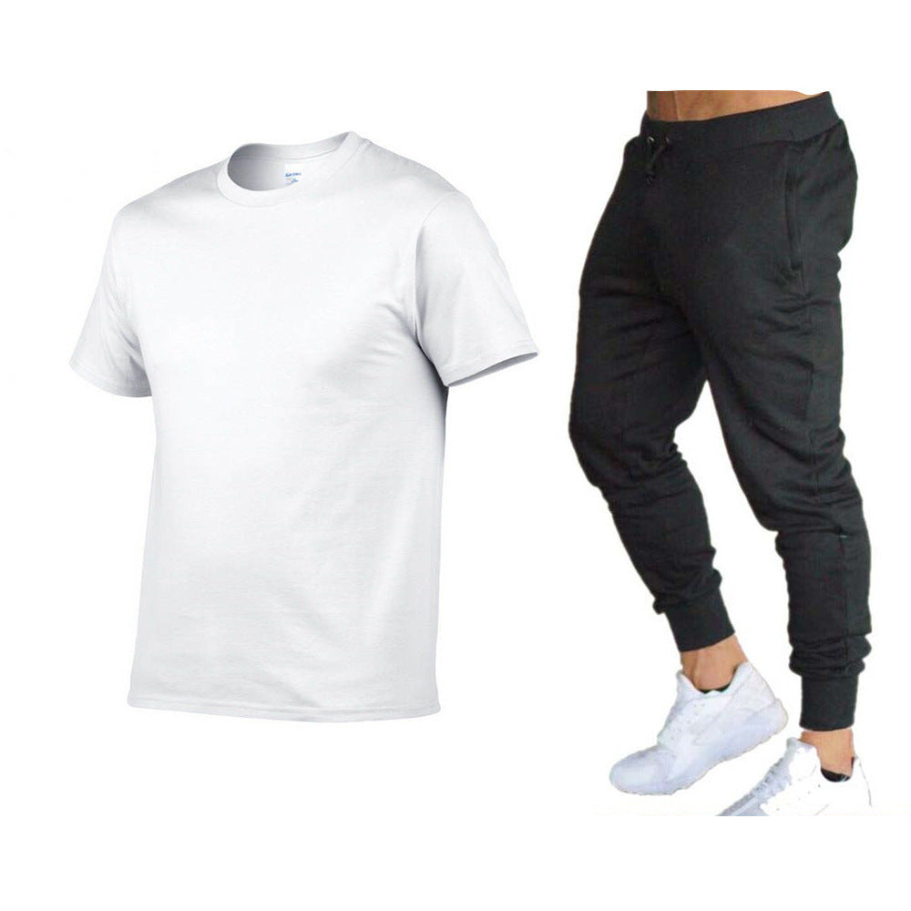 Herre sporty T-shirt og joggingbukser-sæt med funktionelt design Stilla