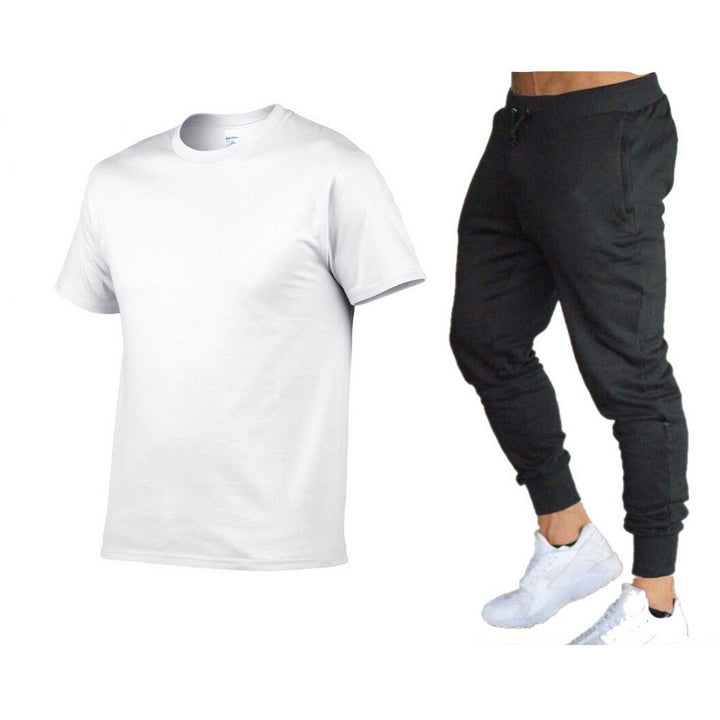 Herre sporty T-shirt og joggingbukser-sæt med funktionelt design Stilla