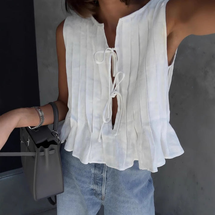 Dame afslappet bluse med smart rynke-design Stilla