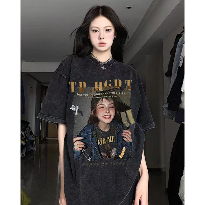 Dame Oversize T-Shirt med unikt grafiktryk Stilla