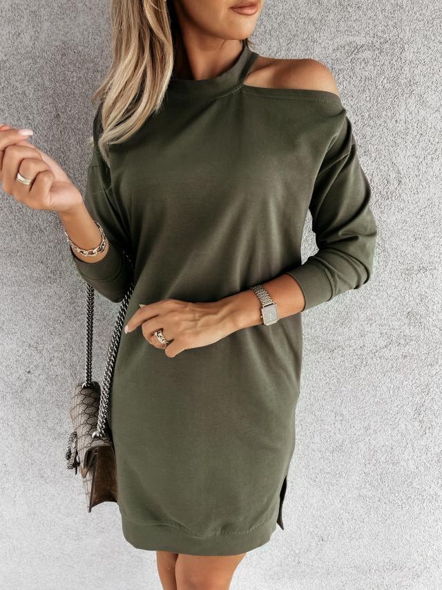 Dame Off-Shoulder Langærmet Kjole Stilla