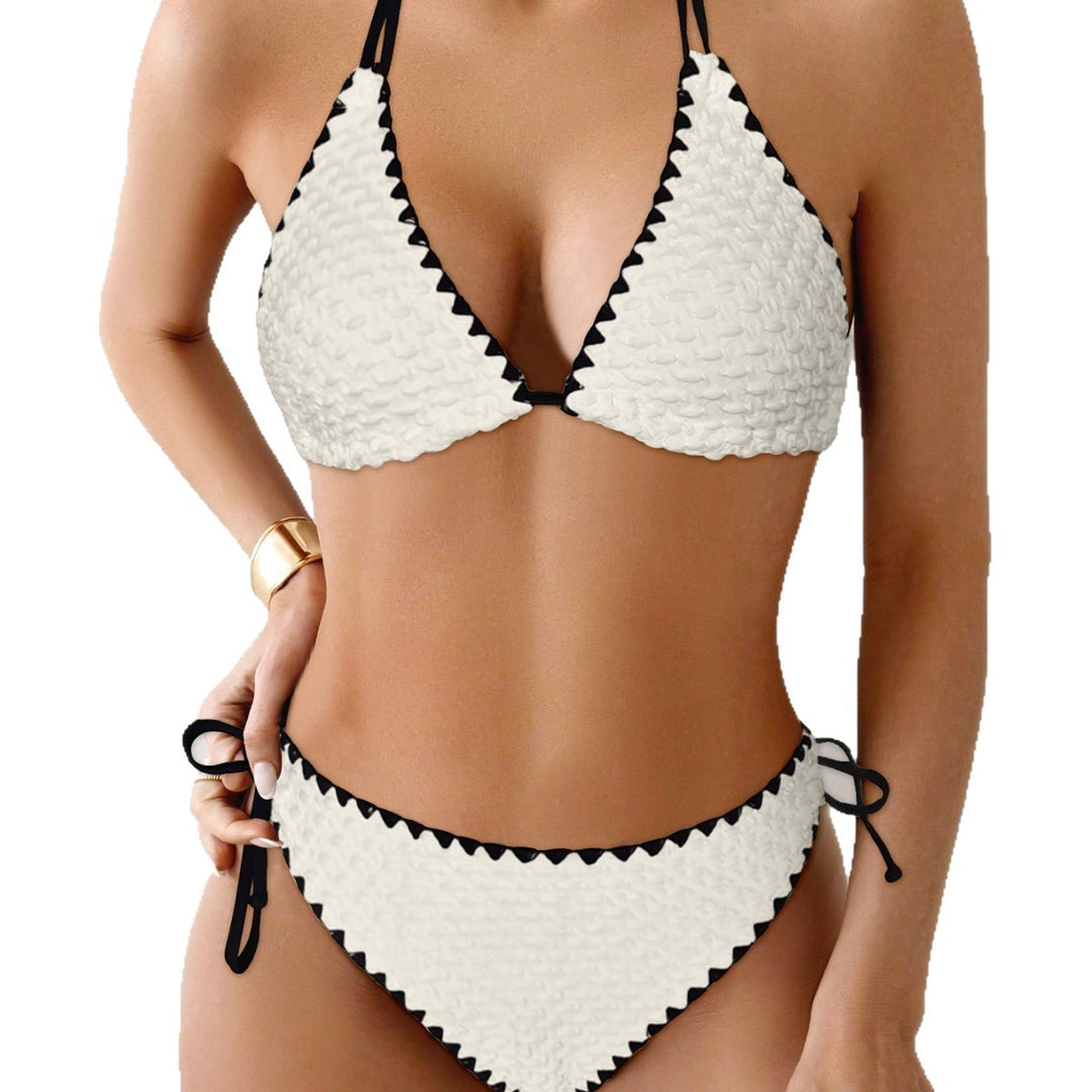 Dame Triangle-Bikini med bølget design Stilla