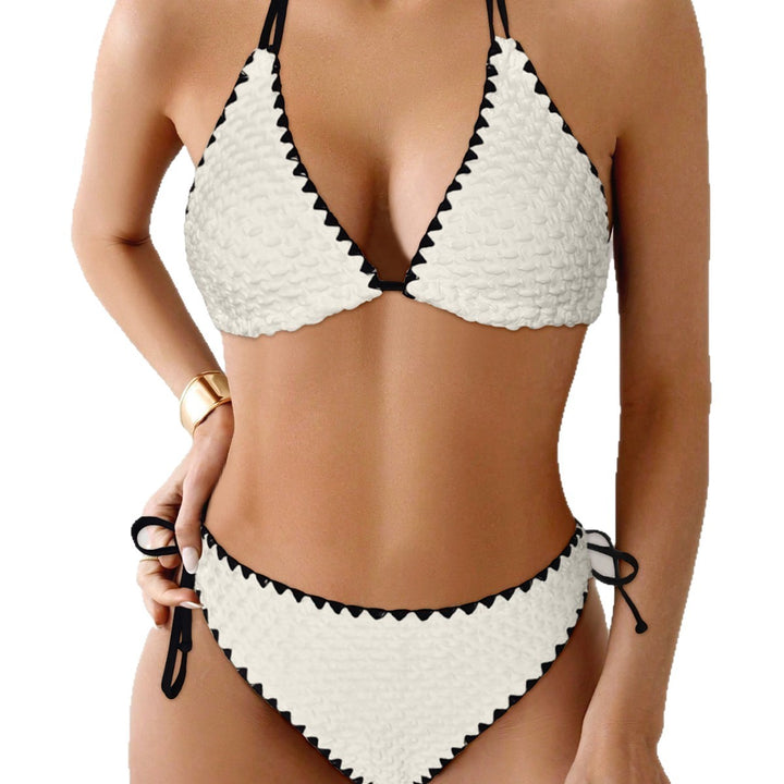 Dame Triangle-Bikini med bølget design Stilla