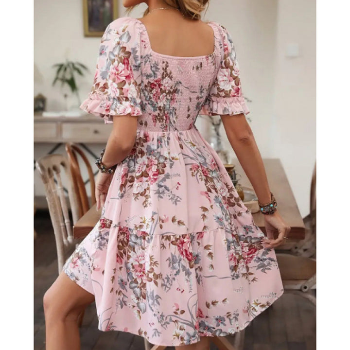 Femme Blomsterprint Smocked-Lagkjole Stilla