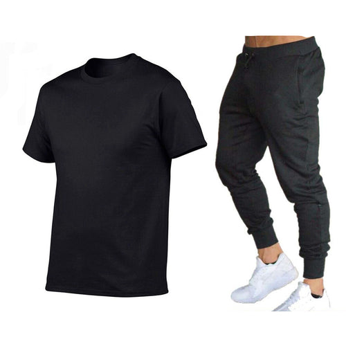 Herre sporty T-shirt og joggingbukser-sæt med funktionelt design Stilla
