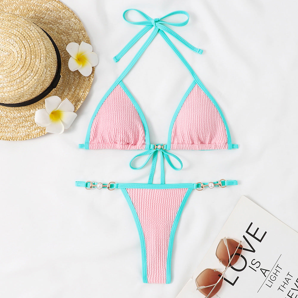 Femme Triangle Cut Bikini Sæt med dekorerede stropper Stilla