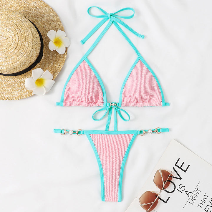 Femme Triangle Cut Bikini Sæt med dekorerede stropper Stilla