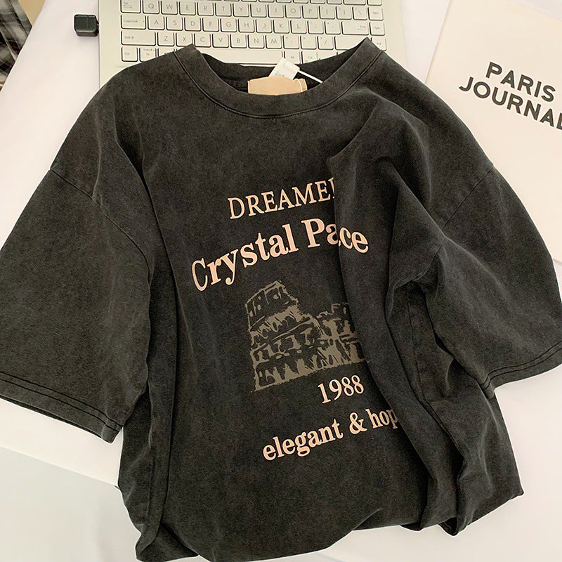 Dame afslappet T-shirt med kreativt grafikelement og afslappet snit Stilla