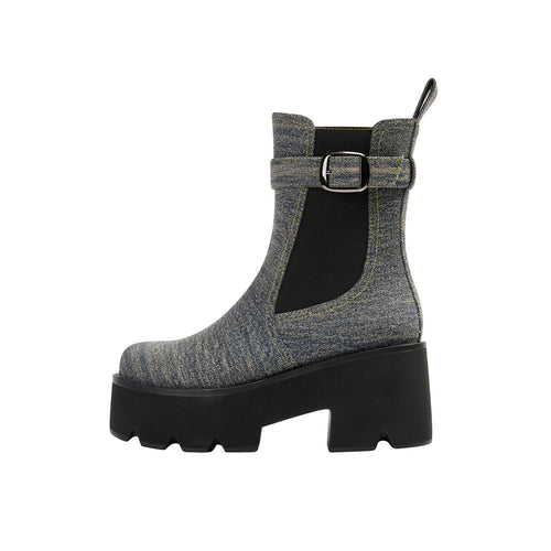 Femme Chunky Platform Støvler med dekorativt spænde-detalje Stilla