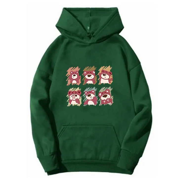 Kvinders hættepullover med dyre tegneserie design Skovae