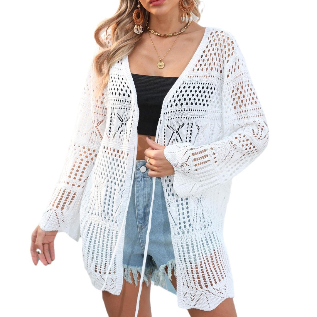Dame Åben-Strik Strand Cardigan Stilla