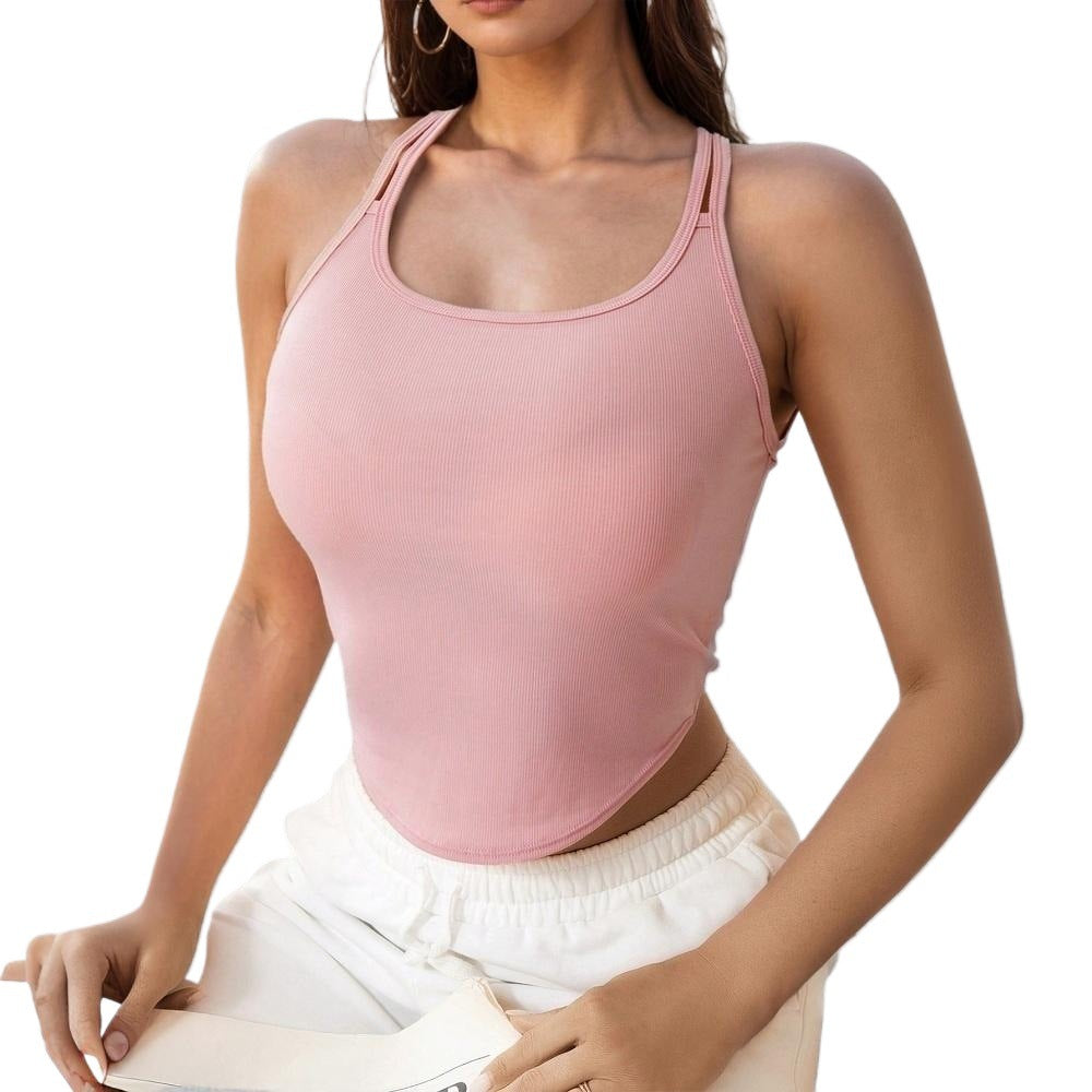Kvinders sporty tanktop med slim fit og dekorative stropper Stilla