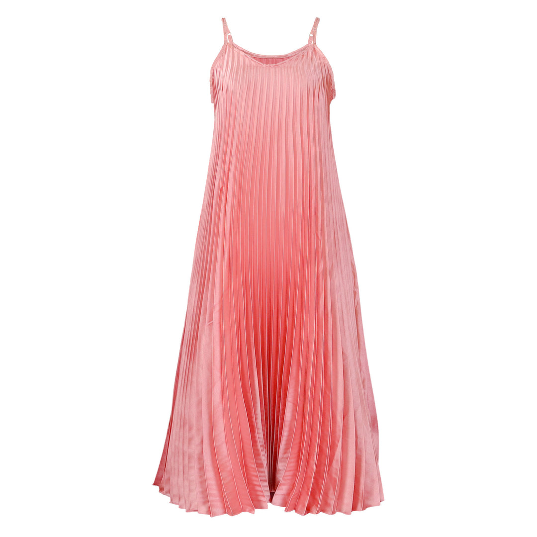 Dame Maxi-kjole med elegant plisseret look og svajende kant Stilla